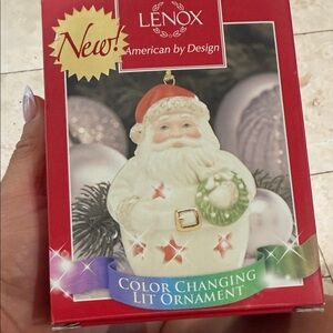 Lenox Santa Ornament with Color Changing Feature